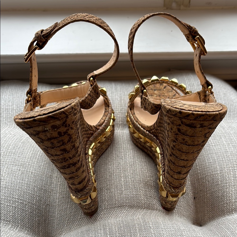Christian Louboutin Brown and Gold Women's Sandals - Picture 3 of 6